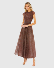 Embellished Cap Sleeve A Line Dress 20371
