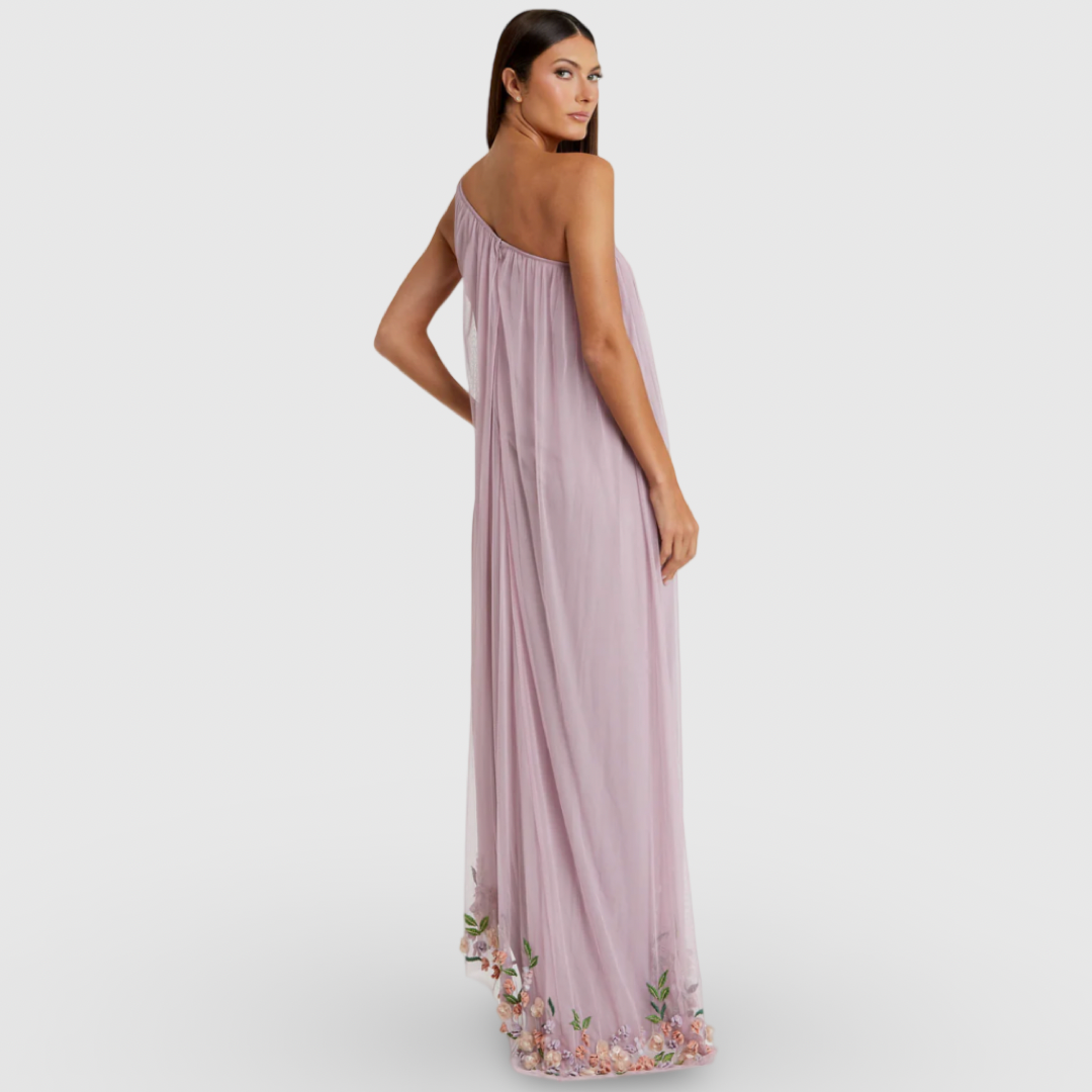 Purple One Shoulder Trapeze Embellished Formal Dress 9236