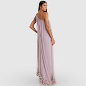 Purple One Shoulder Trapeze Embellished Formal Dress 9236