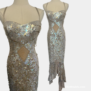Mandalay Sequin Evening Gown High Low in Pearl Size 4