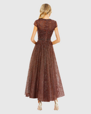 Embellished Cap Sleeve A Line Dress 20371
