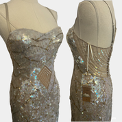 Mandalay Sequin Evening Gown High Low in Pearl Size 4