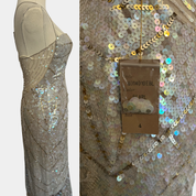 Mandalay Sequin Evening Gown High Low in Pearl Size 4