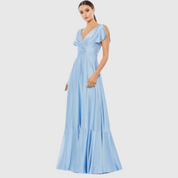 Mac Duggal Flounce Sleeve Satin Gown, Periwinkle, 11256
