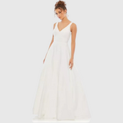 White Classic Sleeveless A-Line Gown with Pockets, 48924