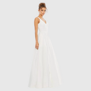 White Classic Sleeveless A-Line Gown with Pockets, 48924