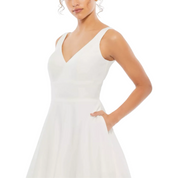 White Classic Sleeveless A-Line Gown with Pockets, 48924