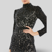 Embellished Mock Neck Long Sleeve Dress 5525